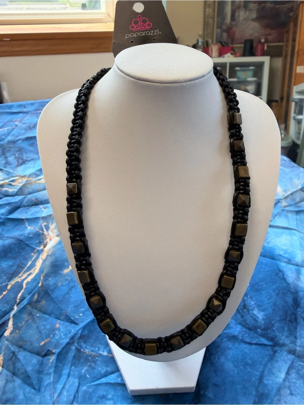 Men’s rope necklace with gems NWT!